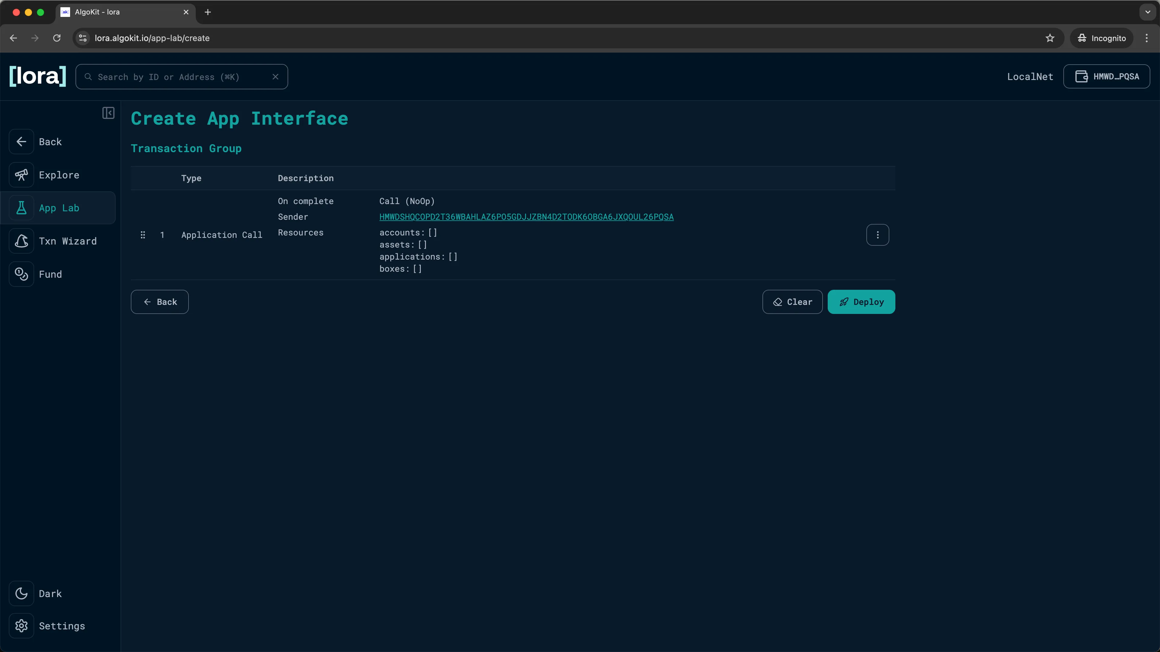 Lora: Transaction created